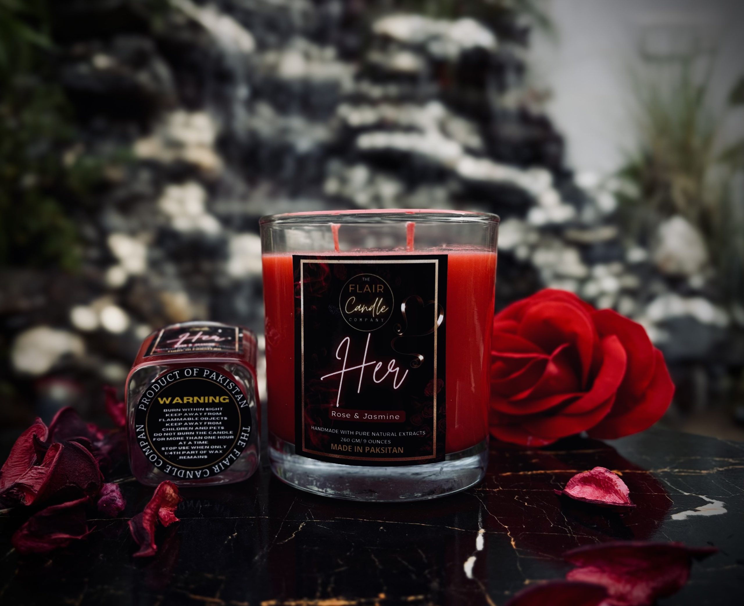 260gm HER, Rose & Jasmine Scented premium soy wax candle