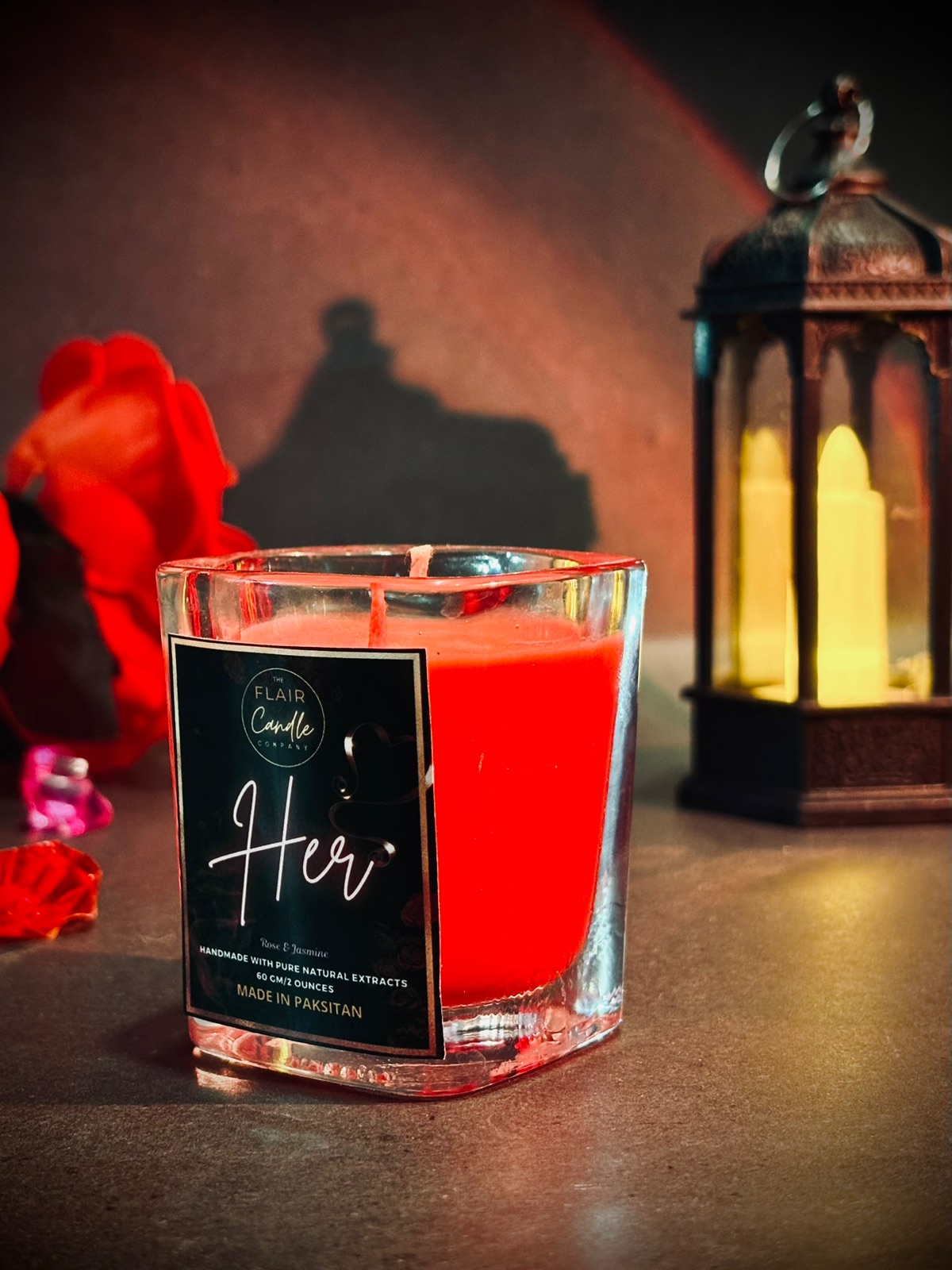 55gm HER, Rose & Jasmine Scented premium soy wax candle